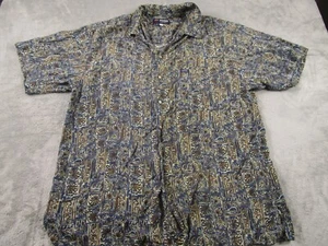 Vintage Guess Shirt Mens XL Blue Geometric Loop Collar Button Up 80s - Picture 1 of 10