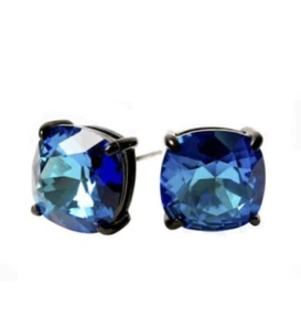 Origami Owl Swarvorski Bermuda Blue CRYSTAL Gunmetal Clara Earrings Limited NIB - Picture 1 of 1