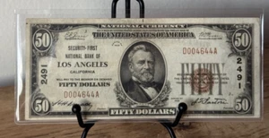 $50 1929 T1 Security First NB of Los Angeles California CA RARE! XF-About UNC! - Picture 1 of 4
