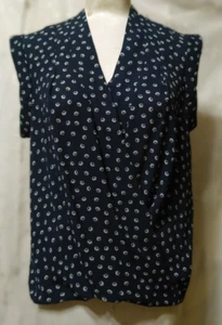 New ANN TAYLOR Size Small Crossover V-Neck Blouse Lightweight Blue/White Print - Picture 1 of 4