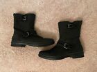 Ugg Jenise Black Waterproof Leather Zip Buckle Short Boots Size Us 11 Womens
