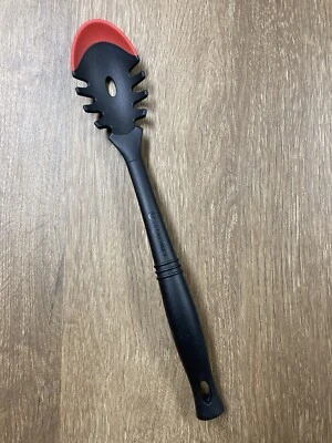 Cerise LE CREUSET Revolution Bi-Material Pasta Fork Spoon Red & Black Utensil - Image 1 of 4