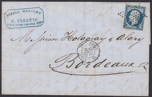 Antigua cubierta clásica, OFCV0213 Francia Sc15 Napoleón, matasellos estrella, 26 de septiembre. 1855. - Imagen 1 de 2