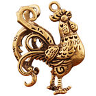  Copper Brass Rooster Ornament Office Fengshui Necklace Charm Key