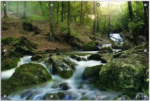Wallario Garten Balkon Poster Zaun Sichtschutz wetterfest - Fließender Bach - Bild 1 von 33