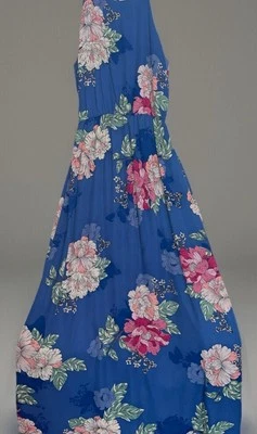 EVERLY Womens Small Blue Floral Print Maxi Dress Flowy Romantic Spring Easter - Image 1 of 4