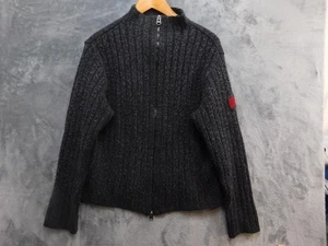 Abercrombie & Fitch Sweater Ribbed Mens XL Charcoal Wool Blend Full Zip Made USA - Picture 1 of 12