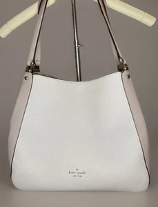 Kate Spade Leila Medium Triple Compartment Light Sand White Shoulder Bag FIRE - Picture 1 of 9