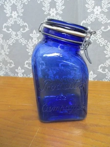 Produits de Campagne Jar Angled Bale Hinge Lid Cobalt Blue Farm's Products Italy - Picture 1 of 13