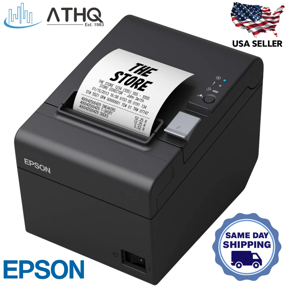 Epson TM-T20III Monochrome Thermal POS Receipt USB Printer with US Power Cord - Image 1 of 4