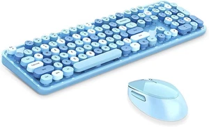 Wireless Keyboard and Mouse Combo, 2.4GHz USB Wireless Connection Retro Keyboard - Picture 1 of 7