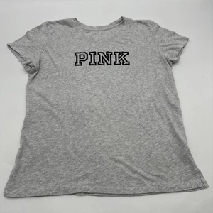 Pink Victorias Secret T-Shirt Women L Gray Logo..#32801 - Picture 1 of 8