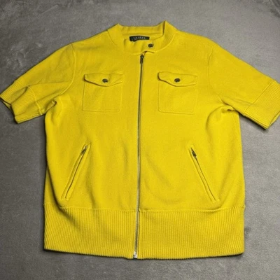 Свитер женский Lauren Ralph Lauren большой вязаный на молнии желтый с коротким рукавом кафе - Изображение 1 из 4