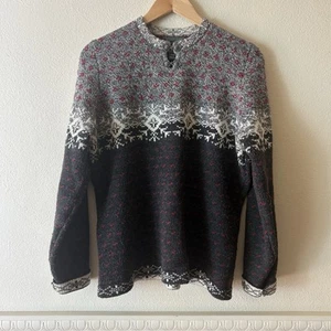 Vintage Woolrich Pullover Nordic Fair Isle Schneeflockenmuster Verschluss 90er Y2K Gr. L - Bild 1 von 10