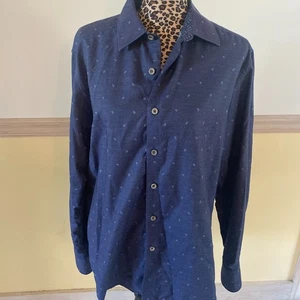 Robert Graham Men's Blue Paisley Collared Cotton Button Up Dress Shirt Size M - Picture 1 of 5