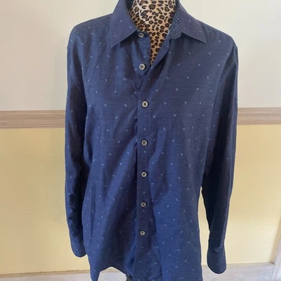 Robert Graham Men's Blue Paisley Collared Cotton Button Up Dress Shirt Size M - Image 1 of 4