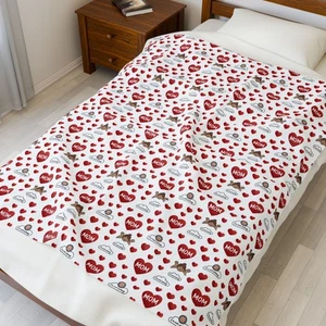Cozy Heart Print Velveteen Plush Blanket Mom - I'm Not Asleep - Picture 1 of 16