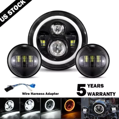 Faro LED DRL de 7 pulgadas + luz de paso para Harley Davidson Touring Road King Foto 1 de 4