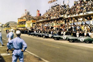 Jaguar D type & Aston Martin DB3 race car line-up 24 hours of Le Mans 1954 photo - Picture 1 of 1
