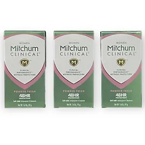 Mitchum Women Clinical Anti-Perspirant & Deodorant Solid Powder Fresh Lot Of 3 - Picture 1 of 3
