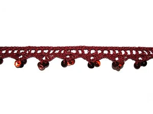 Unotrim 0.75" Red Sequins Crochet Lace Trim By Yardage Sewing Notions Crafts - Picture 1 of 1