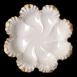 Oyster Dish Vtg 10-1/2" Lenox 24k Gold Trim Hand Decorated Scalloped Oyster Dish - Picture 1 of 17