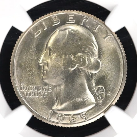 1969 D Washington Quarter graded by NGC - Brilliant Uncirculated MS66 Cover