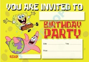 #11 SPONGEBOB SCHWAMMKOPF 10er Pack Kinder Kindergeburtstag Party EINLADUNGEN - Bild 1 von 1