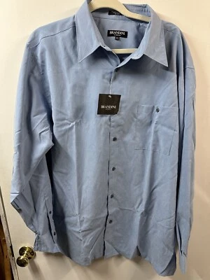 Camisa Brandini Para Hombres XL Azul Abotonada Suave Informal Vestido Cuello Mezcla de Poliéster Foto 1 de 4