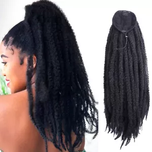 18" Afro Kinky Curly Ponytails Drawstring Marley Braids Clip in Hair Extensions - Picture 1 of 22