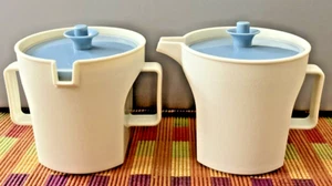 Tupperware Sahne & Zucker blau Druckverschluss oben 1415/1414 Vintage - Bild 1 von 3