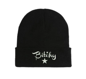 Cappello berretto Bitchy divertente slogan logo ricamato inverno autunno - Foto 1 di 1