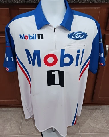 Clint Bowyer Stewart-Haas Racing Team Issue Large Mobil 1 Ford Crew Shirt NASCAR Cover