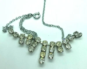 BEAUTIFUL CLAW SET CRYSTAL CLEAR CHROME BACK DECO STYLE NECKLACE ZAJ725-168 - Picture 1 of 6