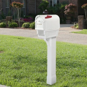 Mailbox Post Kit All In One Durable Weather Resistant White With Newspaper Port - Picture 1 of 2
