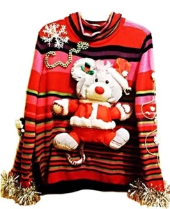 Funny Ugly Christmas Sweater - Christmas Puffalumps - Womens Size Medium - Picture 1 of 4