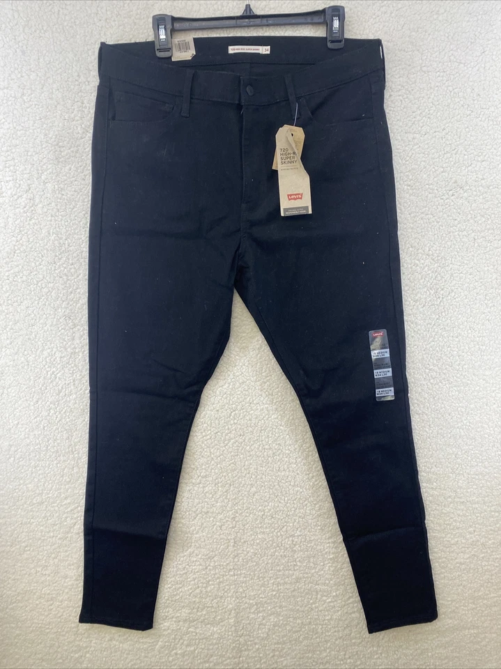 Levi's Women's 720 High Rise Super SKINNY Jeans Blackest Night 34 US 18 R