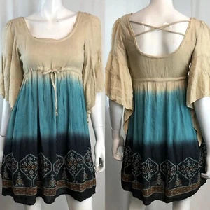 Chelsea & Violet Small Ombré Embroidered 3/4 Bell Sleeve Fit & Flare Tunic Dress - Picture 1 of 8
