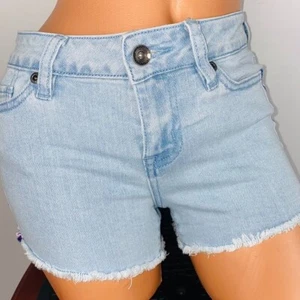 Blackheart Jean Shorts Light Wash Cute Rainbow Racing Stripes 0 - Picture 1 of 7