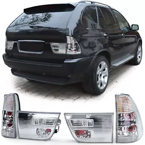 Feux Arrière à Gauche + Droite en Argent Chrome pour BMW X5 E53 Ab 1999-2003 - Photo 1/4