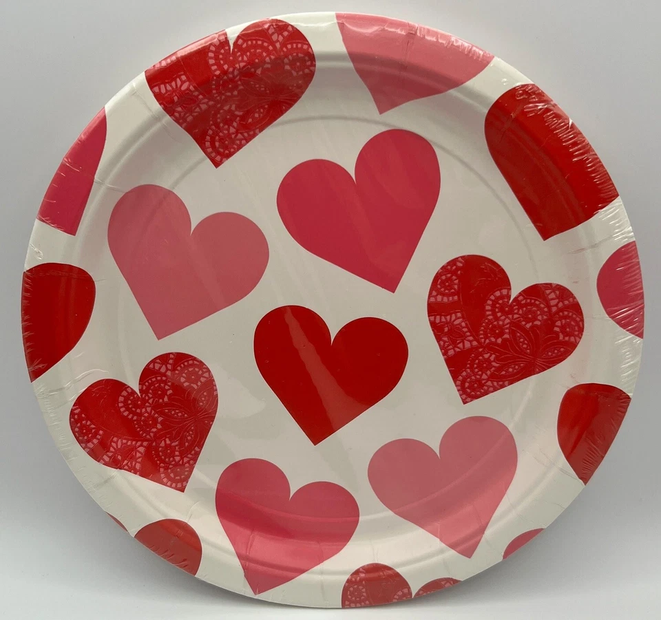 Key to Your Heart Valentine's Day Holiday Theme Party 9" Paper Dinner Plates - Image 1 of 1