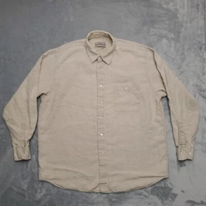 Eddie Bauer Shirt Mens XL Khaki Beige Linen Blend Long Sleeve Button Up Outdoors - Picture 1 of 8