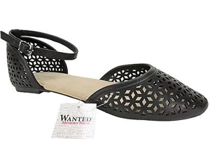 Wanted Women's Julie Perforated Flats Black Size 9 M - Picture 1 of 7
