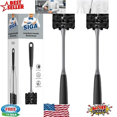 Dupla de escova de garrafa preta durável – Limpa profundamente seus copos e garrafas reutilizáveis - Imagem 1 de 4