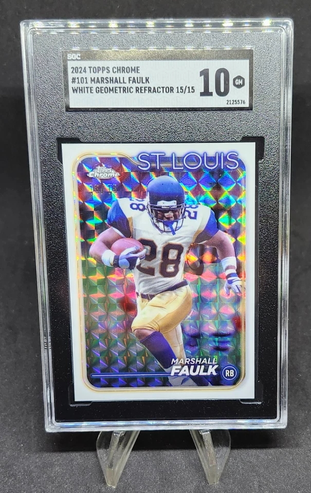 2024 Topps Cromo - Marshall Faulk - Refractor Geométrico Blanco SSP#15/15! SGC 10 Foto 1 de 4