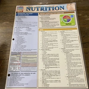 Nutrition; Quick Study Tri Fold Laminted Reference Guide - Brand New Bar Chart - Imagen 1 de 2