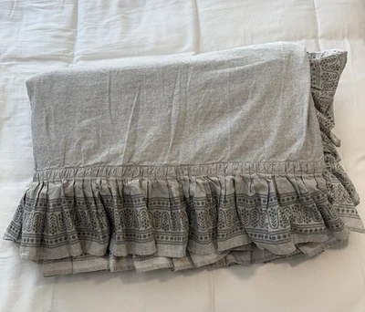 Funda nórdica Pottery Barn Genevieve con volantes Queen completa 2 fundas en euros gris ☼ Foto 1 de 4