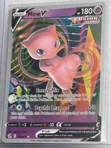 Tarjeta rara de Pokémon Fusion Strike 2021 Mew V 113/264 ultra rara ilustración casi nueva - Imagen 1 de 2
