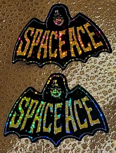 Space Ace 2 Aufkleber Kiss Ace Frehley Gitarrist Logo Neuheit 3 x 2 Zoll Glitzer - Bild 1 von 3