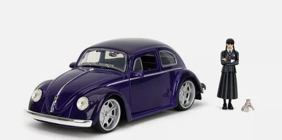 JADA TOYS - Voiture avec figurine MERCREDI - VW Beetle de 1959 couleur  Viole... - Photo 1/4